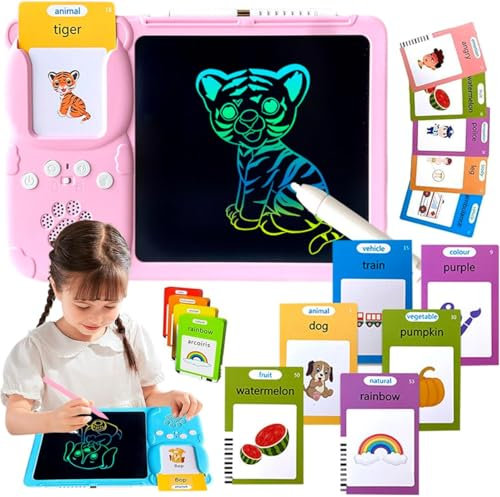 Croeve Talking Tablet,2025 New Verbio Talking-Tablet, 2-in-1 Voice Pad & Drawing Board, Plug & Play English Language System, Sight Words Flashcards for Interactive Learning (Pink-224 Words)