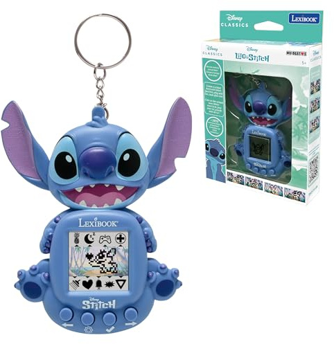 Lexibook, Disney Stitch, My Best-e, Portable Games Console, Interactive and Educational Companion for Children, 8 Game Categories, Coloured Screen, Blue, JLMB10D