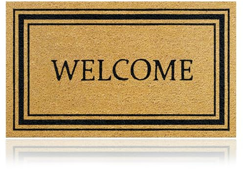 Felpudo Stylish Welcome de Fibra Coco - 70x40cm - Felpudos Antideslizantes - Felpudos Originales para la Entrada a Casa, Pasillos, Puertas de Exterior - Accesorios para el Hogar - Material Resistente