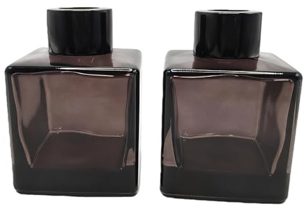 2 bottiglie di profumo quadrate vuote in vetro da 100 ml, ricaricabili, con tappo nero, per casa, ufficio, scrivania, decorazione