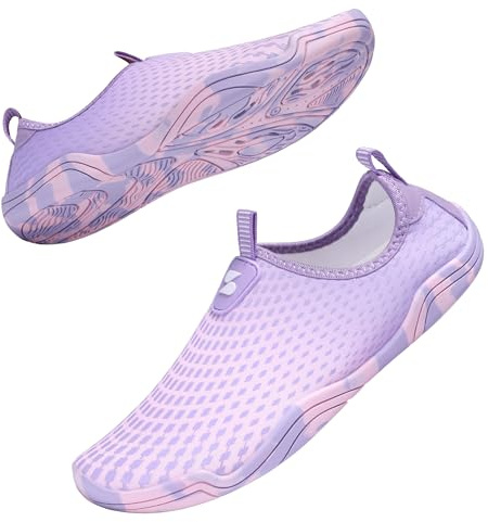 Stelle Water Shoes for Women Men Barefoot Quick Dry Aqua Socks for Swim Beach River Pool Surf Yoga Shower(Lilac,7MW)