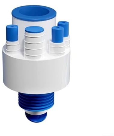 Adaptador de drenaje de fregadero de cocina de 5 vías para purificador de agua de lavavajillas, compatible con tubos de PVC de 40-75 mm, escurridor de ABS azul con anillos de sellado de silicona