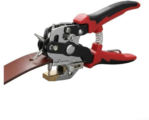 Pinze perforatrici 6 in 1 in acciaio inox, leva ergonomica, fori regolabili da 2 a 4,5 mm, per pelle, lamiera (≤0,3 mm), plastica e cartone