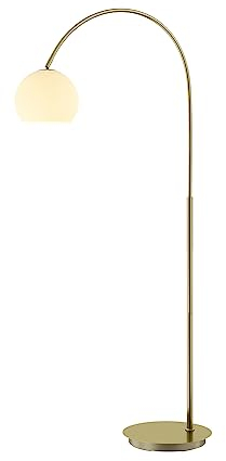 Lindby Stehlampe Metall messing, Bogenlampe mit Fußschalter 1x E27 ohne Leuchtmittel Leselampe Standlampe Wohnzimmer Stehleuchte Wohnzimmerlampe