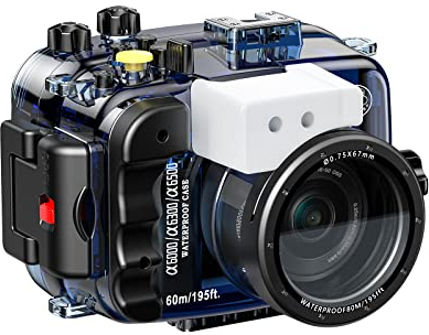 Sea Frogs Unterwasser Kamera Gehäuse kompatibel mit Sony A6000 A6300 A6500, IPX8 60m/195ft maximale Tauchtiefe wasserdichtes Gehäuse zum Tauchen, Surfen, Rudern, Skifahren.
