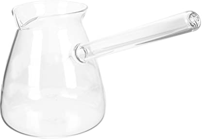 Cabilock Théière En Verre Épais Avec Poignée Latérale Pour Ébullition Théière À Induction Cafetière À Droite Cafetière En Émail Borosilicate Cafetière Turque Transparente