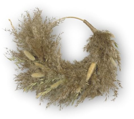 Ghirlanda di fiori secchi con erba della pampa – decorazione bohémien per porta primaverile, parete, finestre