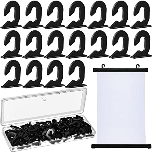 Taiyin 100 Pieces Scroll Hooks Home Decor Wall Poster Scroll Wall Hooks Hanging Hook for Exhibition Decoration Office Decoration Gallery Decor 1.7 cm/Per Piece, Black