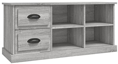 vidaXL Modern TV Cabinet - Brown Oak, Engineered Wood, Multiple Storage Options, Flexible Installation, Spacious Display Surface