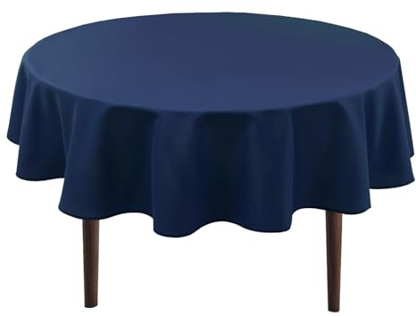 Hiasan Rund fläckbeständig bordsduk, vattentät trädgårdsduk, för matsal, trädgård, fest, picknick, födelsedag, bröllop eller hem, diameter 180 cm mörkblå