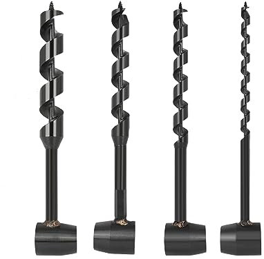 AUSTUFF Hand Auger Wood Drill, Scotch Eye Wood Auger Drill Bit for Bushcraft Backpack, Camping, Outdoor, Hiking and Woodworking, Survival (4pcs)