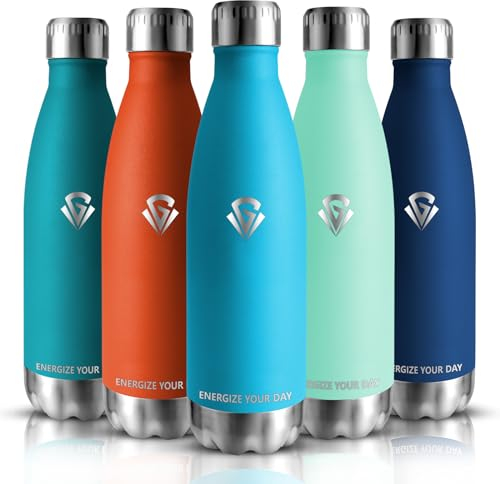 Grsta Gourde - Gourde Isotherme - 500ml - Bouteille Isotherme, sans BPA, Gourde INOX Reutilisable, Gourde Enfant & Adulte pour Gym, école, Bureau, Voyage