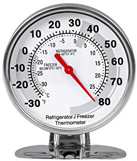 ANSO ThermomèTre de RéFrigéRateur en Acier Inoxydable Jauge de TempéRature de CongéLateur Mini Gril de ThermomèTre pour la Cuisine À Domicile