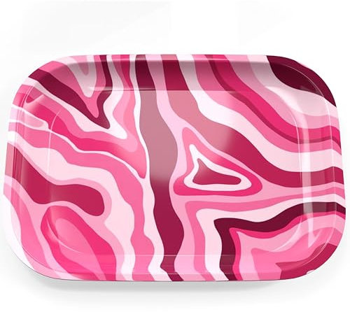 Pink Small Portable Metal Rolling Tray - Tobacco Smoking Accessories Storage Serving Tray