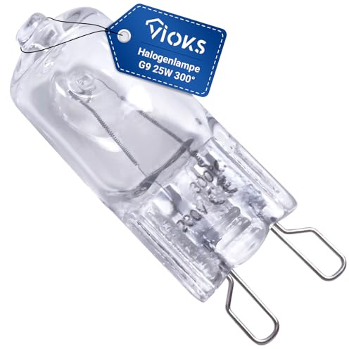 VIOKS Glühbirne G9 25 Watt 230V Ersatz für Bosch Siеmens 00607291 Backofen Licht - G9 Halogen Backofenlampe 25W 300 Grad mit 2 Schlaufenformanschlüssen - Backofen Birne G9 Leuchtmittel für Backofen