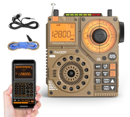 Raddy RF320 APP Control Shortwave Radio, AIR/FM/VHF/SWReceiver with Bluetooth, Portable Radio Rechargeable with 9.85 Ft Wire Antenna