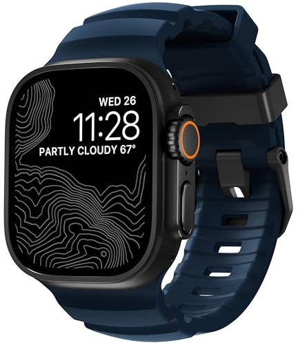 NOMAD Rocky Point Band für AppleWatch 42/44/45/ 49mm I Atlantic Blue Connector Black