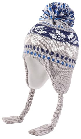 YAMEE Vintermössa för flickor med öronlappar varm, färgglad stickad mössa för flickor med mjukt polar fleecefoder lätt, babyhatt, klassisk med tofs, beanie flickhatt för utomhusaktiviteter höst