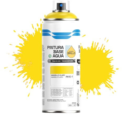 Etrexonline Pintura Spray Ecológica 400ml - Base Agua, Sin Olor - Para Muebles, Metal, Plástico y Madera - Colores Vivos y Permanentes, Cobertura Uniforme - Amarillo Claro, 1 unidad