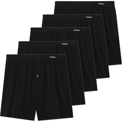 FM London 5-pack boxershorts för män lös passform – supermjuka underkläder i 100% bomull enfärgade med knappgylf och komfort stretch midjeband, svart, XXL, Svart, XXL