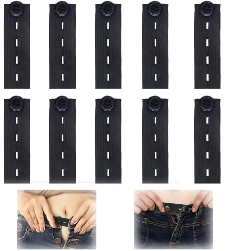 JCUQGDOO 10 PCS Adjustable Waist Extender, Button Extender for Trousers, Waist Extenders for Trousers, Elastic Button Extenders Pants Waists Extension for Jeans Pants Slacks Pregnant Trouser