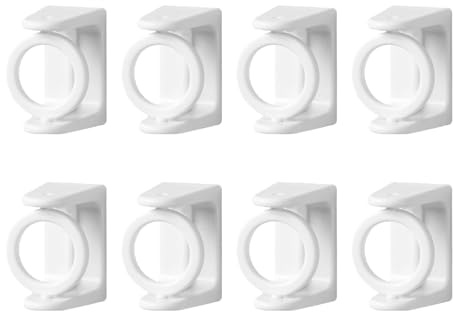 Wekuw 8 Pezzi Ganci per Tende Senza Bucare, Staffa autoadesiva per Asta Tende Bianco, Ganci Adesivi per Tende, Staffa Autoadesiva per Asta Tende per Bagno, Cucina, Camera da Letto (Bianco)