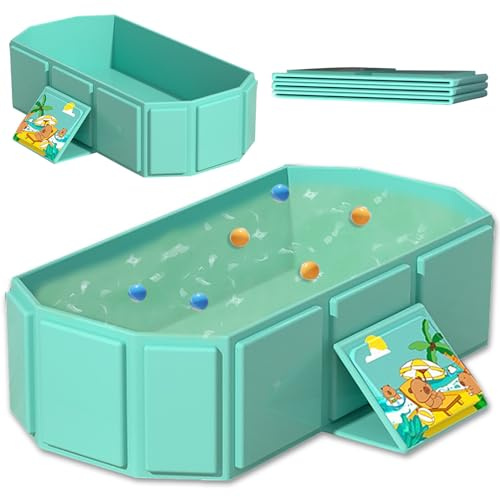 Foldable Baby Bathtub, Portable Non-Slip Shower Tray, Toddler Bath Tub with Drain Plug, Cat and Dog Pet Wash Shower Basin (Green)