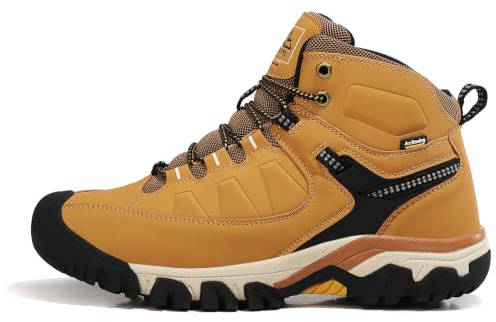 AX BOXING Chaussure Homme Hiver Chaussure Chaude Fourrées Chaussure Neige Extérieur Montantes Chaussure Randonnée Antidérapant Bottine Taille 41-46 EU (Jaune, 42 EU)