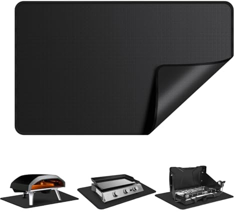 AABDTYYD Heat Resistant Mat & Reusable BBQ Mats for Gas Grill - Black Fireproof Protector, Heavy Duty Floor Guard for Outdoor Cooking, Kitchen Countertops and Fireplace Safety (60x40cm)