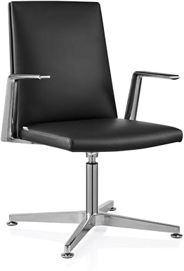 hjh OFFICE Silla de visita AMBASSADO V – Silla de conferencias, asiento ancho, estructura estable de cuatro pies, reposabrazos de aluminio pulido, color negro