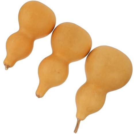 PAMINGONO Ornamento di Zucca Fatta a Mano Naturale, Decorazione da Tavola Zucca Secca, Set da 3 Pezzi (9-12 Cm) per Casa, Ufficio e Eventi, Artigianato Decorativo Feng Shui per Abbellimento Desktop