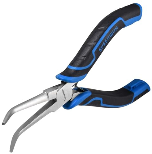 SPEEDWOX Pinza a becco curvo con ganascia liscia per la creazione di gioielli Rimuovi-amo Pinza a becco lungo e curvo per la creazione di gioielli, l'avvolgimento di fili e la presa di oggetti