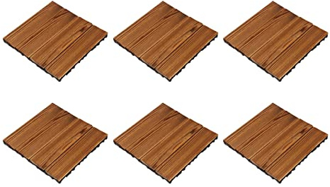 Haofy Empalme de Revestimiento de Suelo de Madera, Azulejos de Pino Alcanfor para Balcón, Terraza, Jardín, 10 Uds.