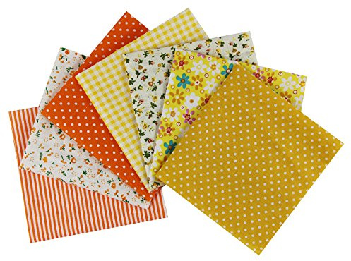 aufodara 7 Piezas Telas Patchwork 50 x 50cm Cuadrado Tela de Algodón Impresa Tela Algodon para Coser Manualidades Bricolaje Retales Costura (Amarillo)