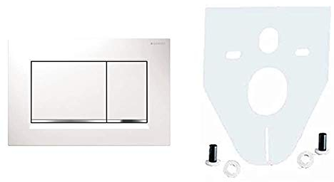 Geberit Revisionsplatte Sigma 30 | Betätigungsplatte mit Zwei-Mengen-Spülung | Drückerplatte | Weiß | 115883KJ1 & Cornat SSWWC Schallschutz-Set für Wand-WC und Wand-Bidet