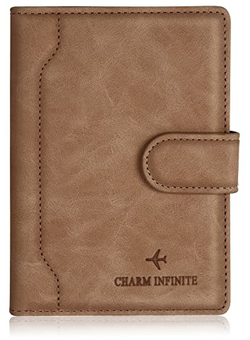 Toctax Protege Passeport Francais, Pochette Passeport Cuir Artificiel, Passeport éTui, Pochette Document Voyage pour Billet Avion, Carte de CréDit, Carte Bancaire, 14,8cm*11cm（Brun）