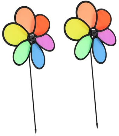 BESPORTBLE 2pcs Flower Windmill Rainbow Windmill, Colorful Wind Spinners Pinwheels Windmills for Garden Windmill DIY Windmill Sunflower Wind Spinner Flower Rainbow Windmills for Garden