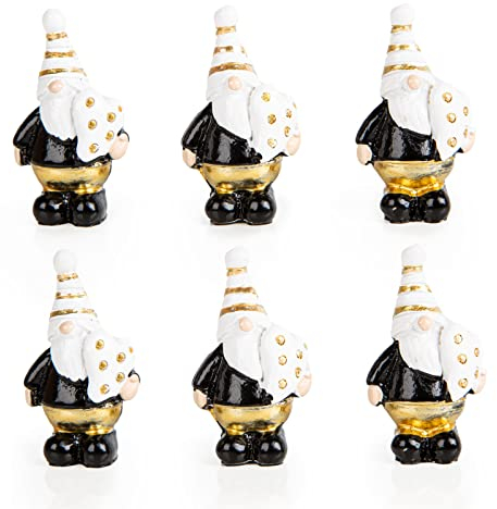 Logbuch-Verlag Lot de 6 mini lutins Père Noël - Petits lutin de Noël - Cadeaux avec cœur - 4 cm - Cadeau de Noël