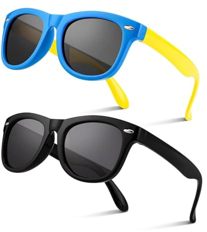 Firtink 2 Pair Kids Polarized Sunglasses Boys Sunglasses Protection Retro Eye Glasses For Kids Beach,School,Shopping,Party Decoration