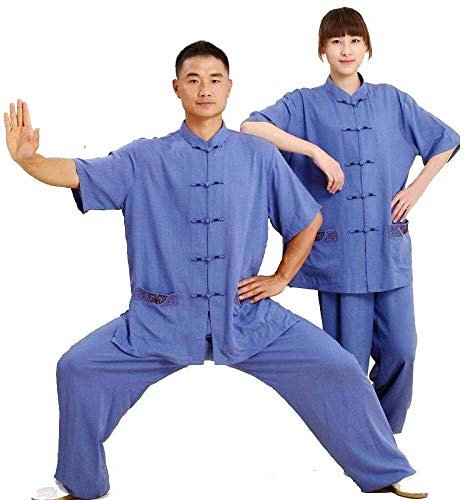 Ensemble uniforme de Tai Chi quatre saisons, costume d'arts martiaux vêtements de Tai Chi vêtements d'arts martiaux vêtements de Kung Fu été coton et lin à manches courtes pour homme, costume