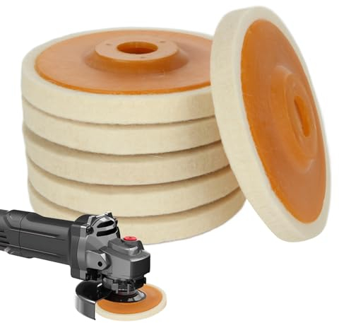 JMIATRY 6 piezas pulidora angular amoladora angular 125 mm, disco de pulido, amoladora angular, accesorio de pulido de lana para metales, vidrio, cerámica, mármol, coche