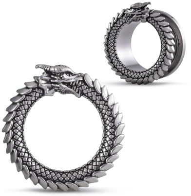 COOEAR Gauges for Ears, Dragon Steel Tunnel Flesh Earring, Stainless Steel Stretcher, 1/2(12mm), Metal, Sandstone