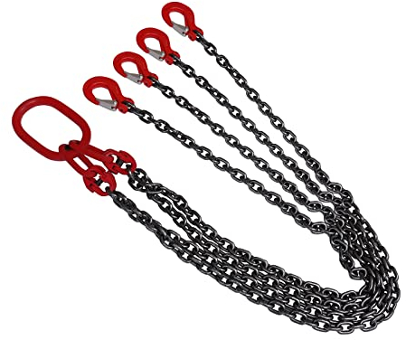Chaîne de levage DeeDuud, 4 brins, 1,5 m, capacité de charge 5T G80, acier allié, rouge, chaîne de butée, pour mines, machines, ports, construction, aciéries, tubes en acier