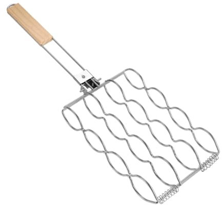 Rurunklee Panier de barbecue – Panier de barbecue d'extérieur avec poignées pliantes, support multifonction pour pied de dinde, panier de gril pour légumes, côtelettes, fruits de mer