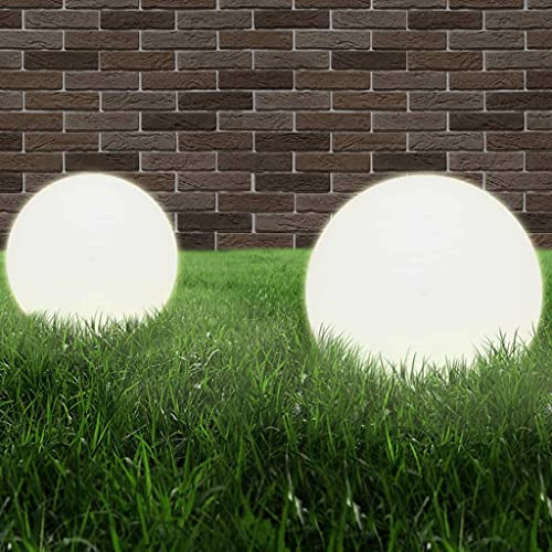 INLIFE Lampe Boule Extérieur LED Lot de 2,Sphère Lumineuse 40 cm PMMA pour Jardin et Terrasse,IP44,Douille E27,Ampoules Non Incluses