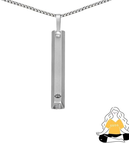 Halskette Rauchfrei, Edelstahl Rauchentwöhnung Rauchfreikette, Atemkette Rauchen, Atmungshalskette Rauchentwöhnung Hilfsmittel, Gegen Panikattacken Atemkette Angsthalskette