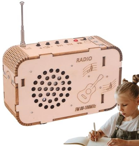 Radiobyggsats, FM-radio byggsats, bärbar FM-radio av trä, elektronisk montering lärsats, för vuxna och tonåringar