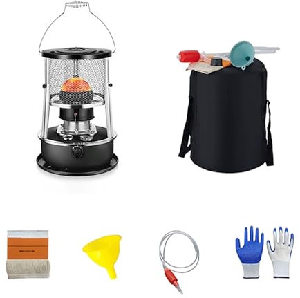 Petroleumofen, Tragbare Heizung, Petroleumofenheizungen, Petroleumofen für Innenräume, Mit Aufbewahrungstasche Und Zubehör(Black)