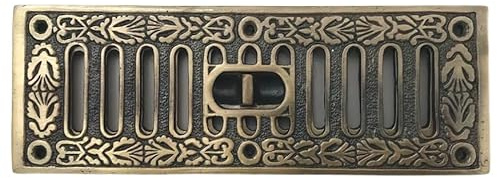 Harrington Marley Couverture de brique d'aération de style victorien en aluminium avec grille coulissante, finition antique en laiton ornemental/décoratif