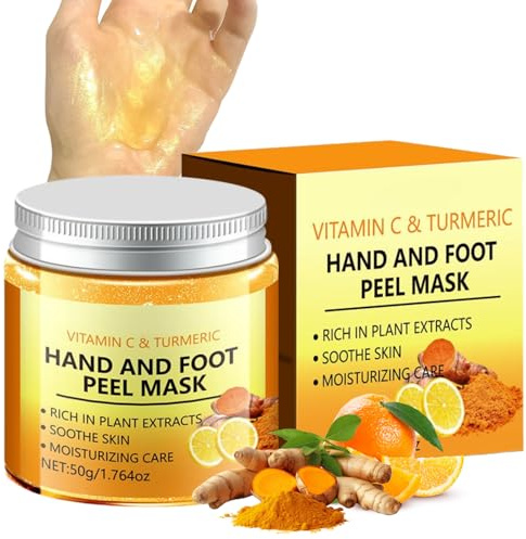Vitamin C & Turmeric Hand Wax Mask - Hand Mask - Peel Off Hands Wax with Brightening & Nourishing Formula - Hydrating Exfoliating Hands Film for Smooth & Radiant Skin